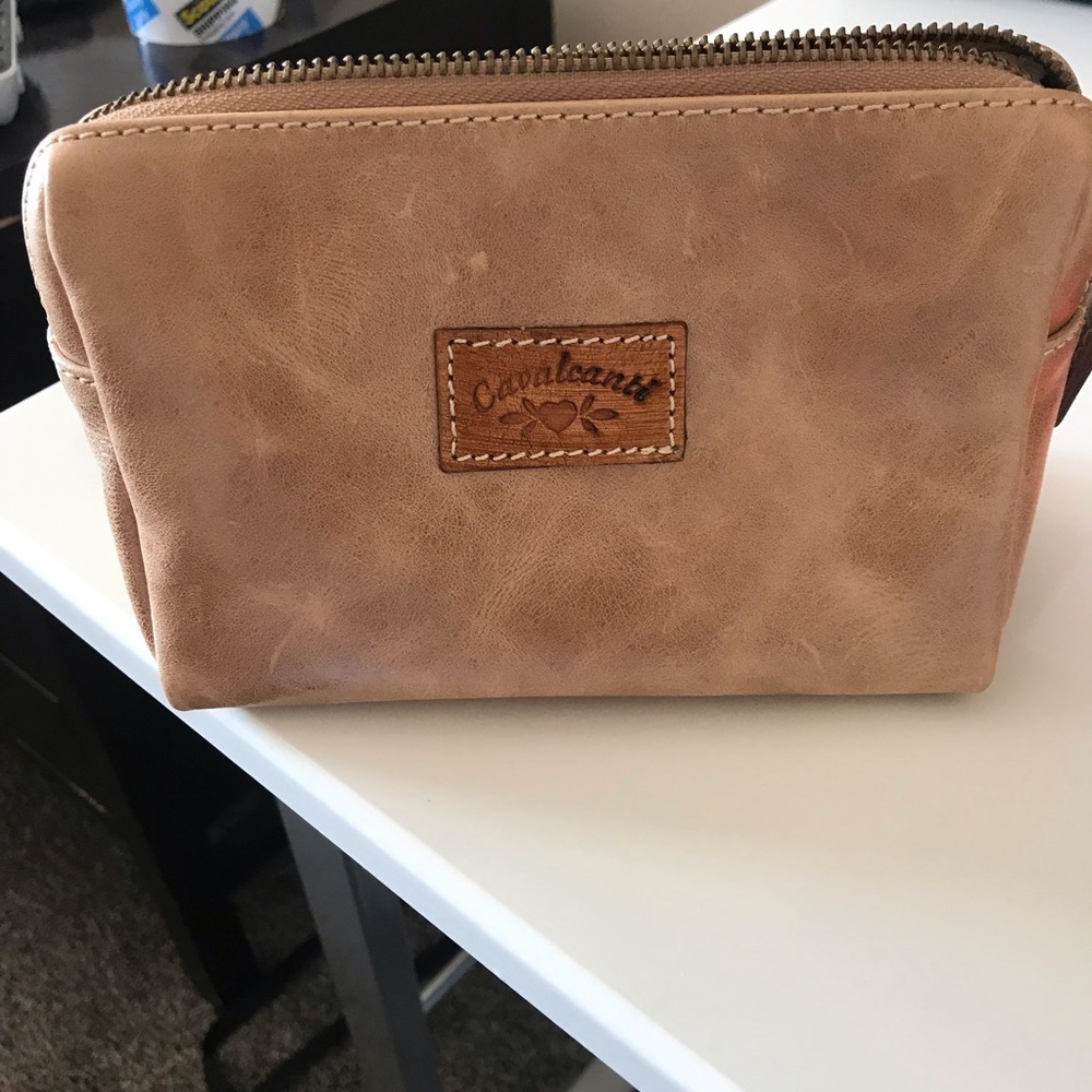 Leather cosmetic bag